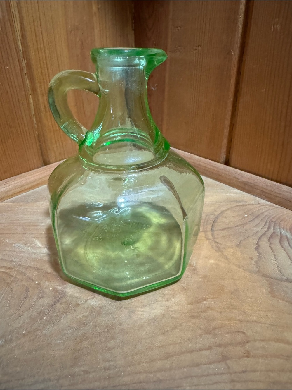 Hazel Atlas Glass Company Vintage Green Oil & Vinegar Cruet